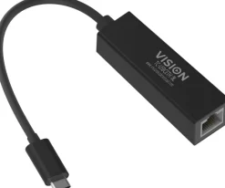Adaptateur professionnel USB-C vers Ethernet Vision TC-USBCETH/BL, noir