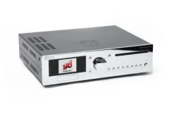 Block CVR-200 Récepteur stéréo Blu-ray avec 2 sorties audio 100 W pour le streaming et la lecture vidéo, couleur chrome argenté