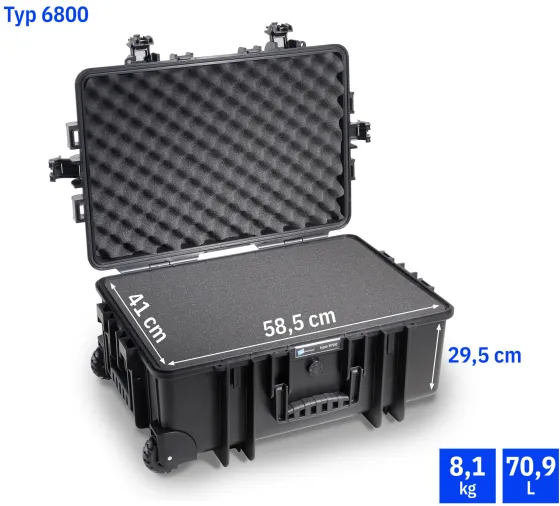 B&W Valise rigide Typ 6800 avec bloc de mousse, noir