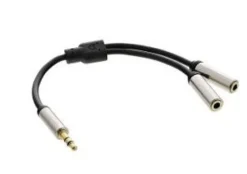 Câble audio Y InLine Slim, jack 3,5mm mâle vers 2x jack femelle, 0,15m