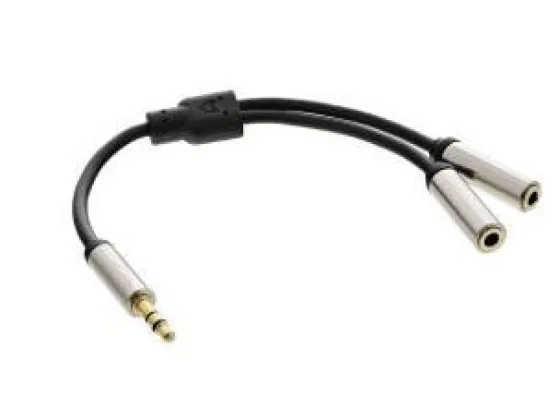 Câble audio Y InLine Slim, jack 3,5mm mâle vers 2x jack femelle, 0,15m