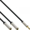 Câble audio Y InLine Slim, jack 3,5mm mâle vers 2x jack femelle, 1m