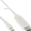 Câble convertisseur InLine Mini DisplayPort vers HDMI, blanc, 5m, avec audio