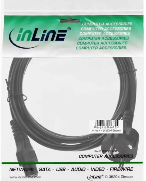 Câble d'alimentation InLine pour Notebook, connecteur 3 broches, noir, 5m