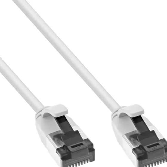 Câble ethernet Cat.8.1 InLine patch slim, U/FTP, TPE sans halogène, blanc, 0,3m