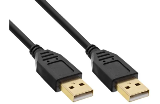 Câble USB 2.0 InLine, A vers A, noir, contacts dorés, 1m
