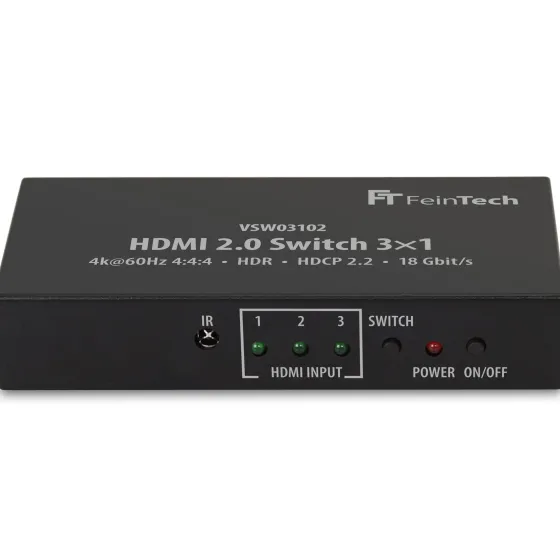 Commutateur FeinTech VSW03102 HDMI 3 In 1 Out | 4K 60Hz | Commutation automatique