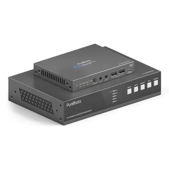 Commutateur Purelink KVM USB-C 18Gbps avec Dante et Multiview, 4K (60Hz 4:4:4) via USBC / HDMI+USB