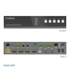 Commutateur Purelink KVM USB-C 18Gbps avec Dante et Multiview, 4K (60Hz 4:4:4) via USBC / HDMI+USB