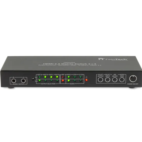 FeinTech VMS02400 Commutateur matriciel HDMI 2.0 2x4 avec extracteur audio