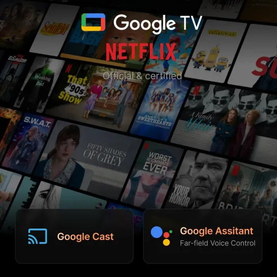 Formovie Theater Premium Vidéoprojecteur 4K à triple laser et ultra-courte focale avec Google TV et Netflix certifiés
