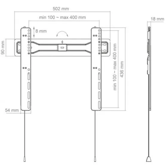 Hagor BL Superslim 400 - Support mural rigide - 32-55" | max. VESA 400x400 | Charge admissible 35kg