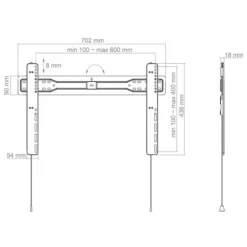 Hagor BL Superslim 600 - Support mural rigide - 55-75