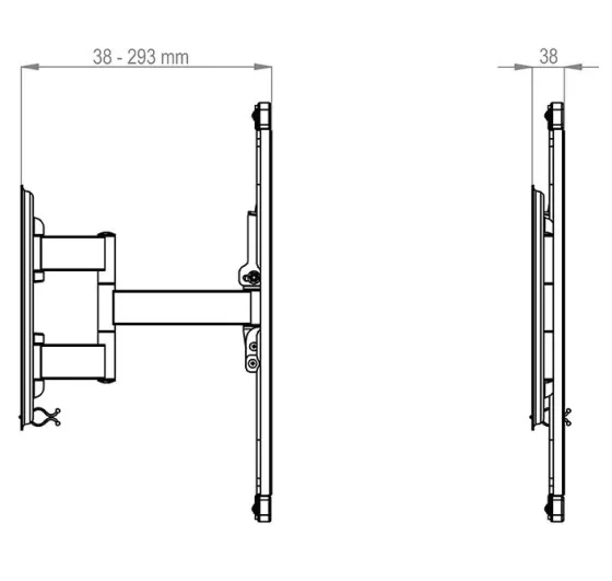 Hagor BrackIT TnT - Support mural ultra-plat, inclinable et pivotant | 40 à 65" | max. VESA 400x400 | Capacité de charge 40kg