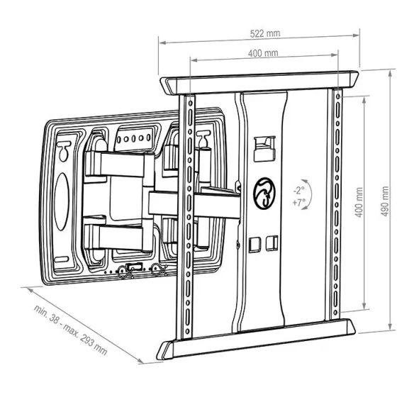 Hagor BrackIT TnT - Support mural ultra-plat, inclinable et pivotant | 40 à 65" | max. VESA 400x400 | Capacité de charge 40kg