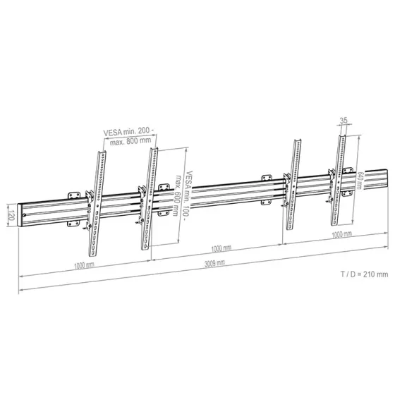 Hagor comPROnents® Menuboard Support mural pour 2 écrans 75-86" Landscape| max. VESA 800x600