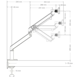 Hagor HA Bras de levage à gaz medium Support de table pour un écran, jusqu'à 9kg de charge