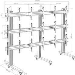 Hagor HA-VWT - Chariot pour mur d'images 3x3 - 46-55" |max. VESA 800x400 | charge max. 360 kg