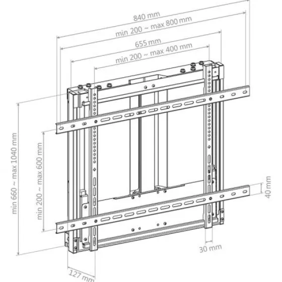 Hagor HP Counterbalanced Wall - Support mural réglable manuellement en continu - 55-90" | max. VESA 800x400 | charge admissible 60-90kg