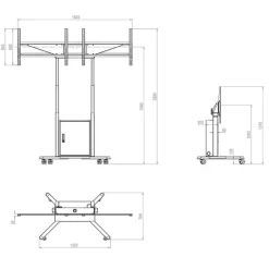 Hagor HP Twin Lift M-DW système de levage mobile, électrique et motorisé, réglable en hauteur, pour deux écrans placés côte à côte (side-by-side)