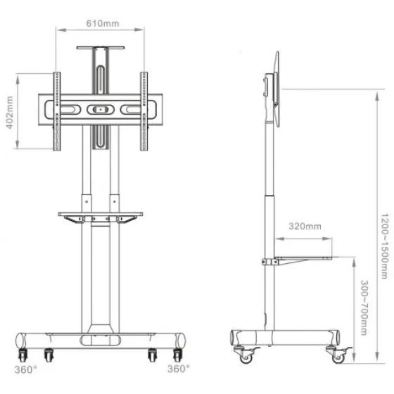 Hagor HP Twin Stand - système de support mobile - 32-55" | max. VESA 600x400 | charge admissible 50kg