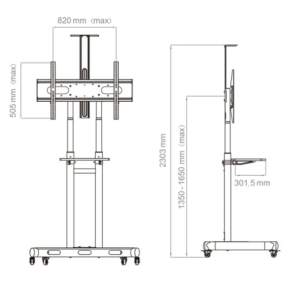Hagor HP Twin Stand HD - Système de support, au choix mobile ou stationnaire pour écrans 55 - 84" - max. VESA 800 x 500 mm