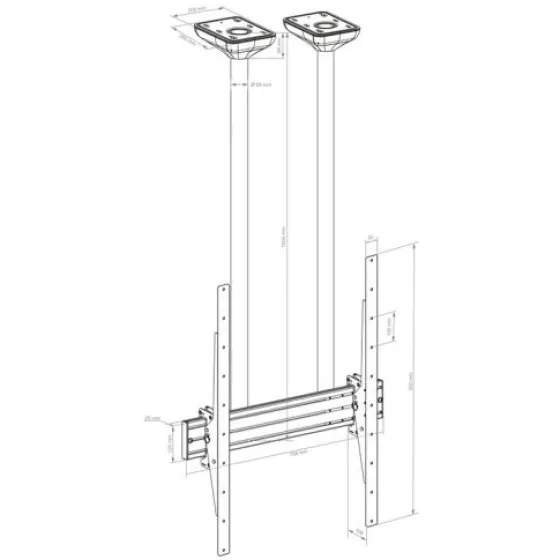Hagor PLD Single HD Portrait - Support plafond pour charges lourdes - 75-100" | max. VESA 900x600 | charge admissible 100 kg - Portrait