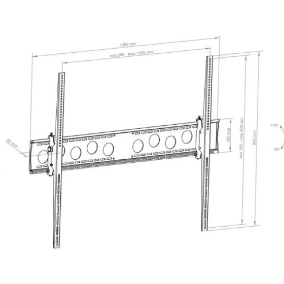Hagor WH 120 T - HD - Support mural inclinable -75-130" | max. VESA 1200x900 | Charge max. 125 kg