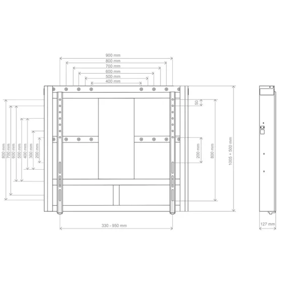 Hagor WH Moto 80 - Support mural réglable en hauteur par moteur - 84-110" | max. VESA 900x800 | charge max. 80 kg