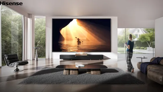 Hisense L9Q Vidéoprojecteur Trichroma 4K UHD Laser - Ultra-courte focale, 5000 lumens, HDR10+, Dolby Atmos Devialet Sound