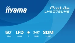 iiyama ProLite LH5075UHS-B2AG écran d'affichage numérique de 50 pouces avec résolution 4K UHD, fonctionnement 24 heures sur 24, 7 jours sur 7, système d'exploitation Android et emplacement pour carte Intel® SDM