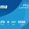 iiyama ProLite LH7575UHS-B2AG écran d'affichage numérique 4K de 75 pouces avec disponibilité 24 h/24, 7 j/7, système d'exploitation Android, fonction de basculement en cas de défaillance du signal et emplacement pour carte Intel® SDM