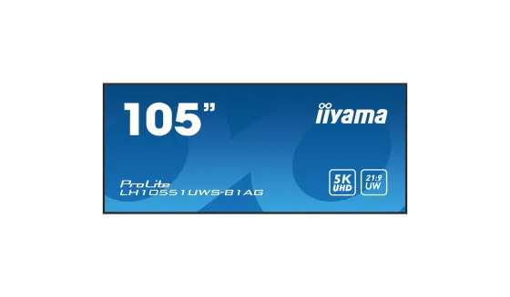 iiyama ProLite LH10551UWS-B1AG Écran professionnel 5K UW de 105 pouces pour affichage panoramique 21:9 spécialisé dans les environnements commerciaux.
