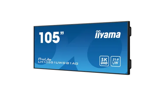 iiyama ProLite LH10551UWS-B1AG Écran professionnel 5K UW de 105 pouces pour affichage panoramique 21:9 spécialisé dans les environnements commerciaux.