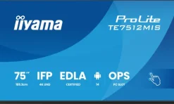 iiyama ProLite TE7512MIS-B4AG Écran tactile interactif 4K UHD de 75 pouces pour une collaboration interactive