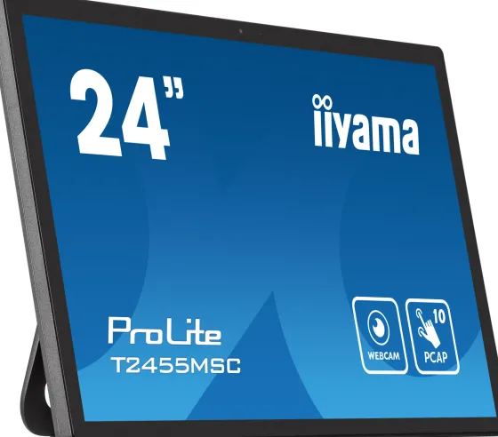iiyama ProLite T2455MSC-B1 moniteur PCAP multitactile 10 points de 24 pouces avec webcam intégrée et support flexible