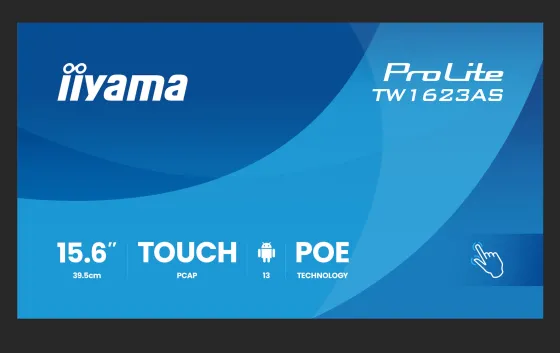 iiyama ProLite TW1623AS-B3P pC à écran tactile PCAP 10 points de 16 pouces avec système d'exploitation Android, technologie Power-over-Ethernet (PoE) et iiSignage²