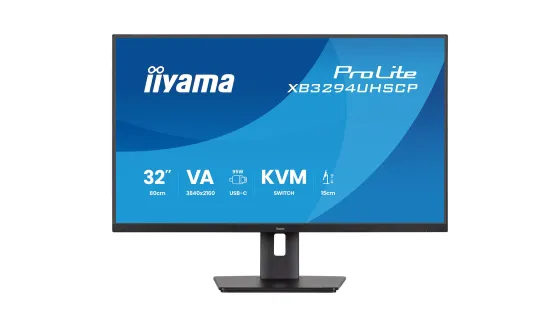 iiyama ProLite XB3294UHSCP-B1 Écran VA 4K 32 pouces avec USB-C (95 W), commutateur KVM et PiP/PbP