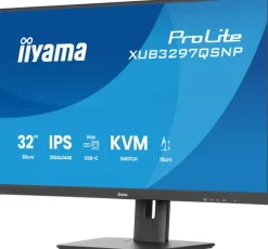 iiyama ProLite XUB3297QSNP-B1 moniteur 32 pouces avec technologie IPS QHD, station d'accueil USB-C et commutateur KVM