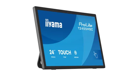 iiyama T2455MSC-B2 Écran multitactile ProLite de 24 pouces avec dalle en verre bord à bord, webcam intégrée et socle modulable