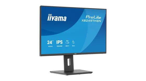 iiyama XB2497HSN-B1 Écran ProLite 23,8 pouces doté d'une dalle IPS, d'une station d'accueil USB-C, d'un port RJ45 (LAN) et d'un socle ergonomique