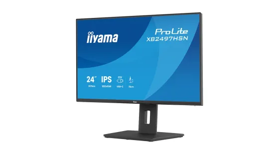 iiyama XB2497HSN-B1 Écran ProLite 23,8 pouces doté d'une dalle IPS, d'une station d'accueil USB-C, d'un port RJ45 (LAN) et d'un socle ergonomique