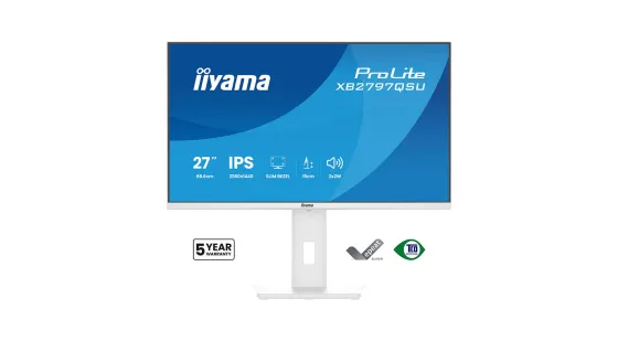 iiyama XB2797QSU-W1 Écran ProLite 27 pouces QHD IPS doté d'un cadre fin sur les quatre côtés, d'un socle ergonomique et de la certification EPEAT Silver