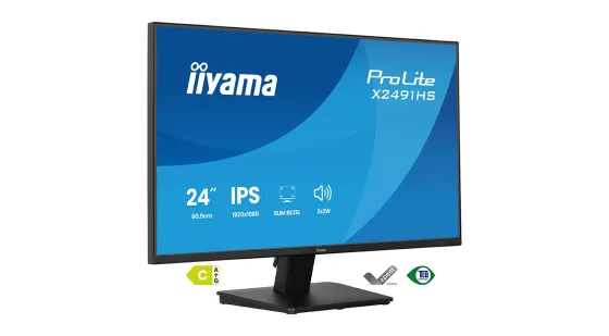iiyama X2491HS-B1 Écran ProLite IPS Full HD de 24 pouces, avec un taux de rafraîchissement de 120 Hz et un cadre fin sur les quatre côtés