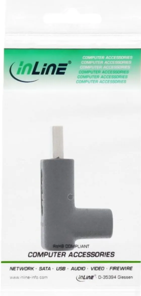 InLine Adaptateur USB 3.1, type C mâle vers C femelle, coudé haut/bas (Gen.2)