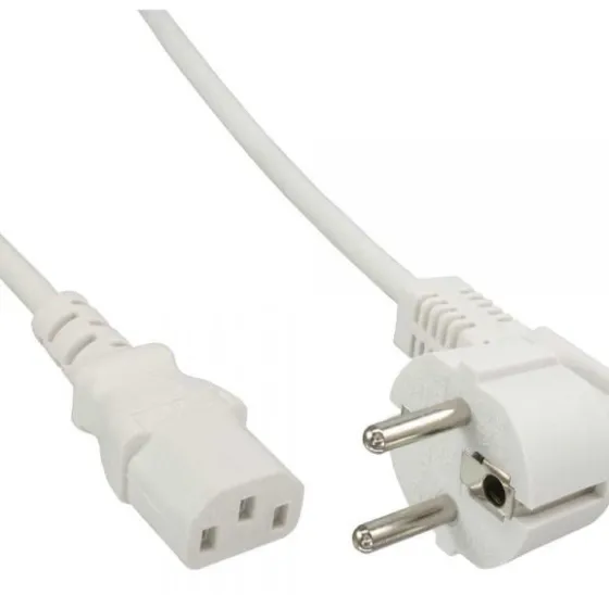 InLine Câble d'alimentation, prise de sécurité coudée sur fiche C13 pour appareils froids, 5 m, blanc