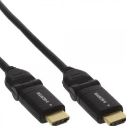 InLine HDMI , HDMI-High Speed avec Ethernet, , contacts verticaux, noir, connecteur flexible à angle droit 2m
