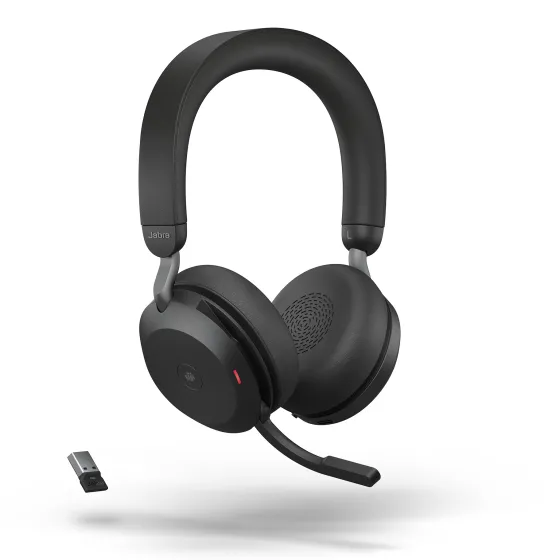 Jabra Evolve2 75 - Micro-casque stéréo sans fil pour MS, Bluetooth, USB-A, noir