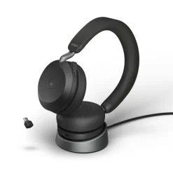 Jabra Evolve2 75 - Micro-casque stéréo sans fil pour MS avec base, Bluetooth, USB-C, noir