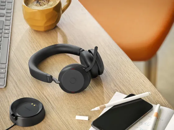 Jabra Evolve2 75 - Micro-casque stéréo sans fil pour MS avec base, Bluetooth, USB-A, noir